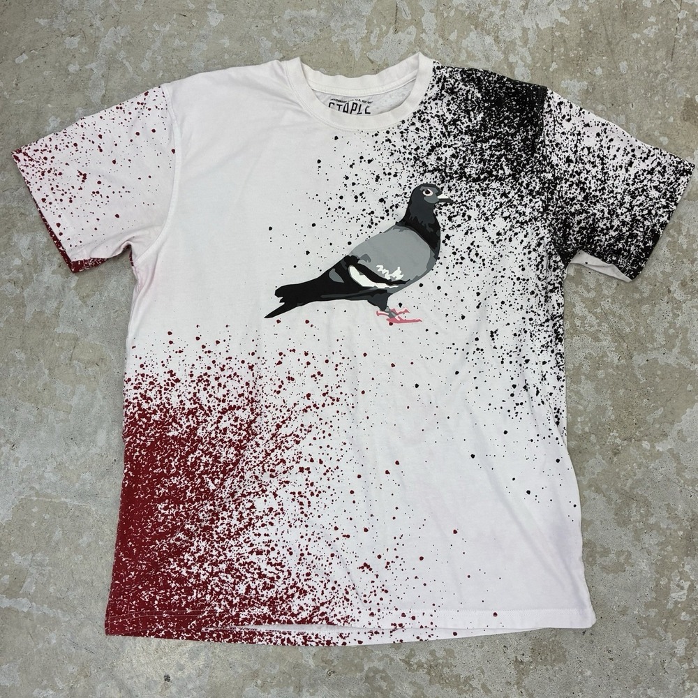 Staple Pigeon Graphic T Shirt Mens Large Paint Splatter Skater Streetwear Grunge
